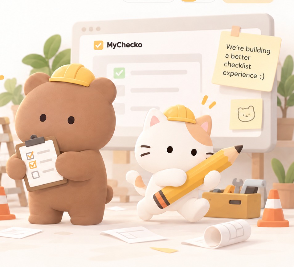 MyChecko bear and cat mascots preparing the service